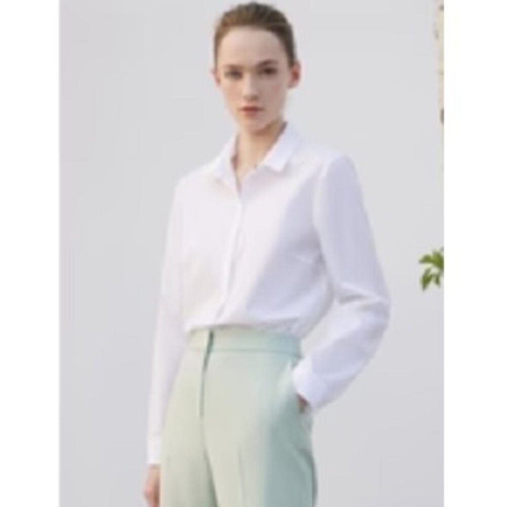 GOELIA White Slim Long Sleeve Shirt size 8 US